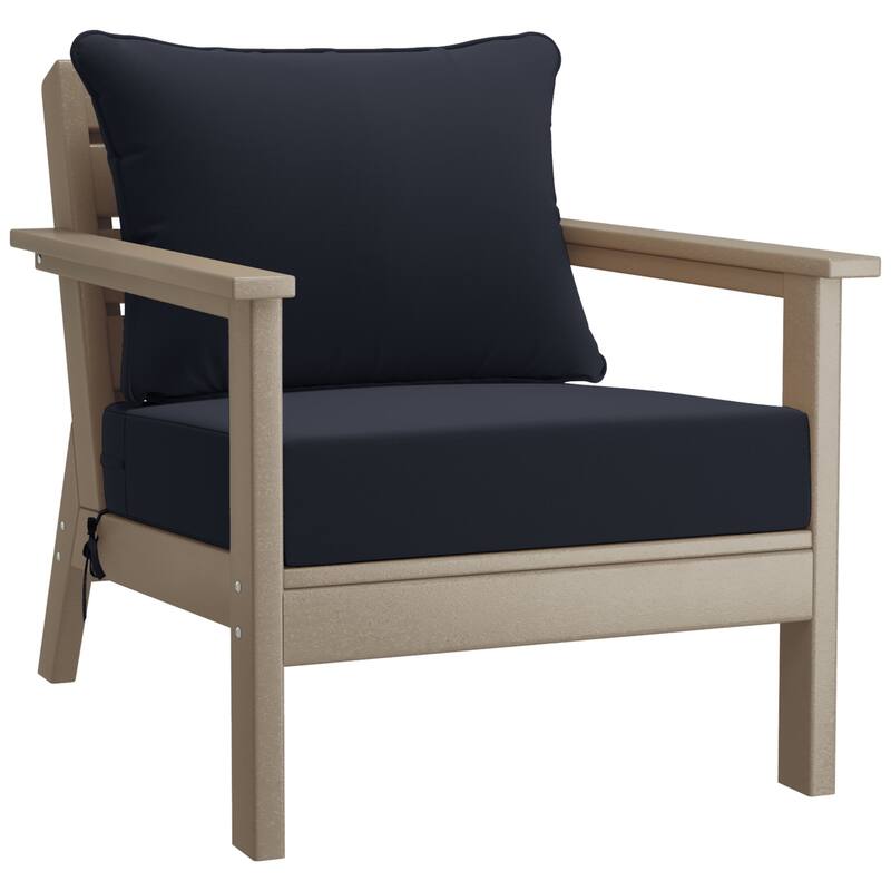 Birchwood All Weather HDPE Outdoor Patio Weathered Wood Deep Conversation Set (6-Piece Set)