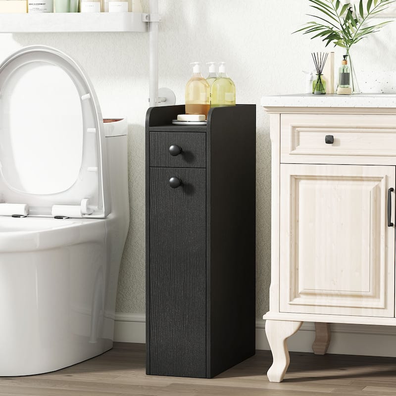 Gymax Small Bathroom Storage Cabinet 4-Tier Narrow Toilet Side Storage