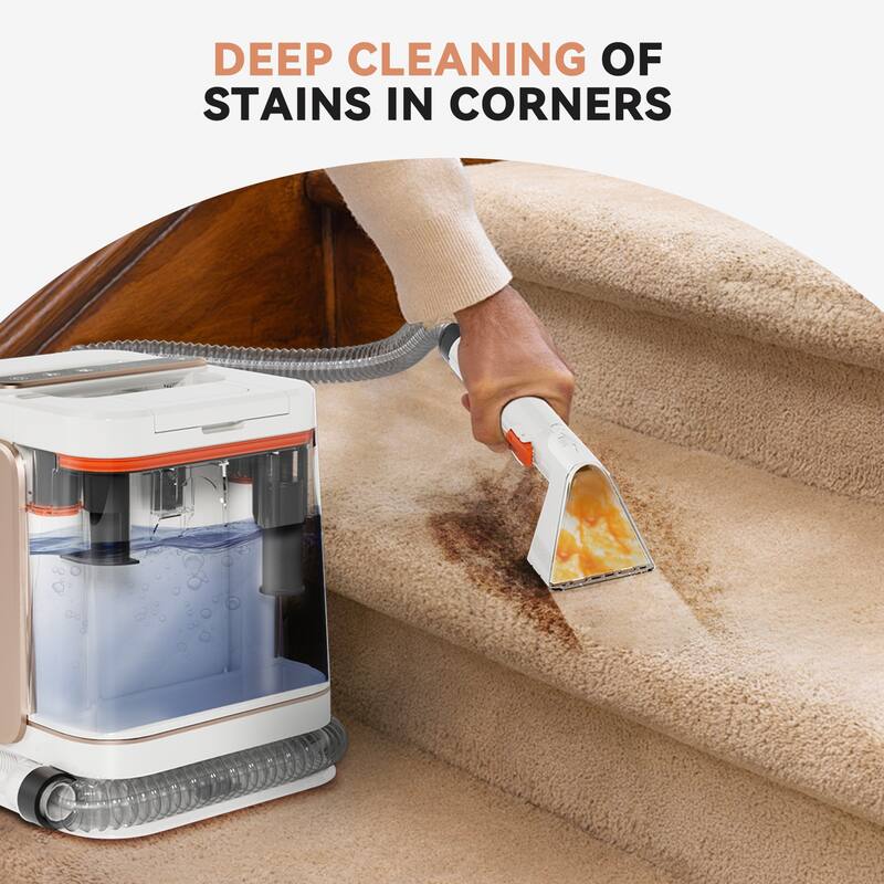 Portable Carpet Cleaner Machine for Pets, Upholstery & Car Interior, Powerful Spot Cleaner with Dual Water Tanks