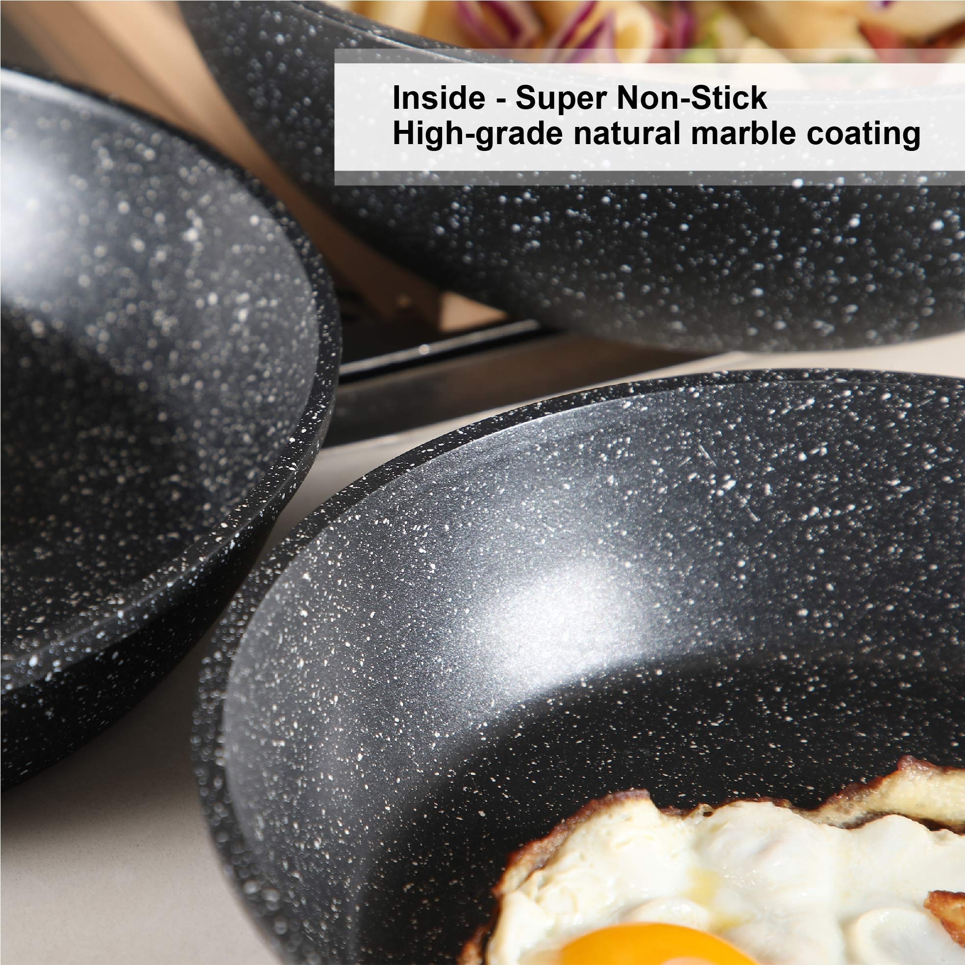 Kitchen Academy 15-piece Nonstick Granite-coated Cookware Set - On