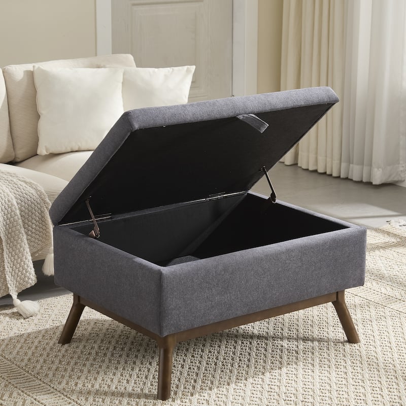 Mid-century Modern Square Coffee Table, Storage Ottoman with Flip Top, Shoe Bench with Hidden Storage Compartment