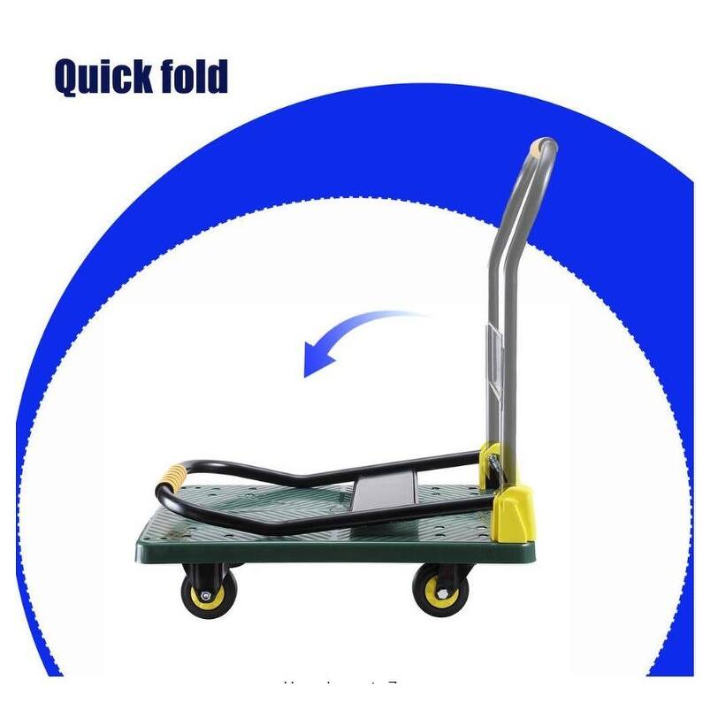 Green 440 lb Capacity Foldable Push Hand Cart