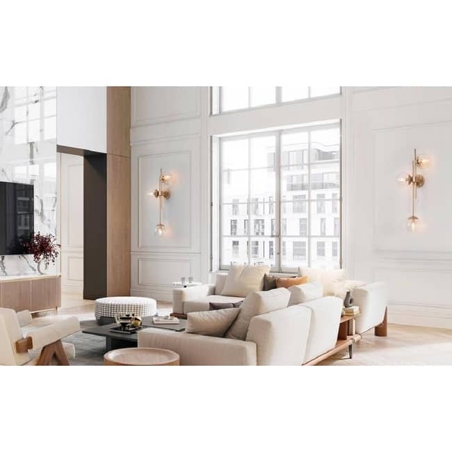 Bola Modern Gold 3-Light Chandelier Orb Glass Vanity Lights Wall Sconces