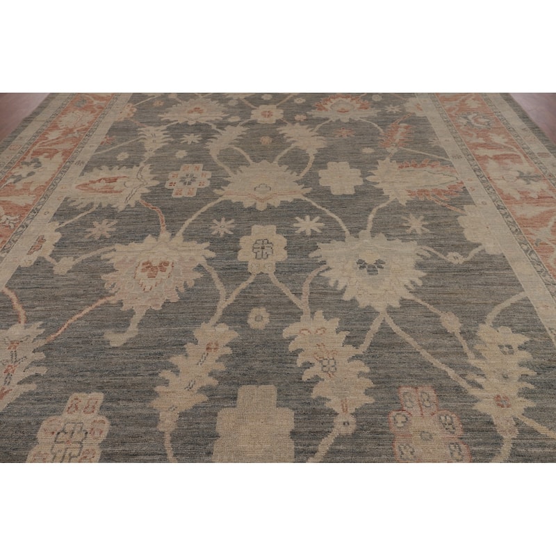 Vegetable Dye Grey Oushak Turkish Large Rug Hand-Knotted Wool Carpet - 10'1"x 14'3"