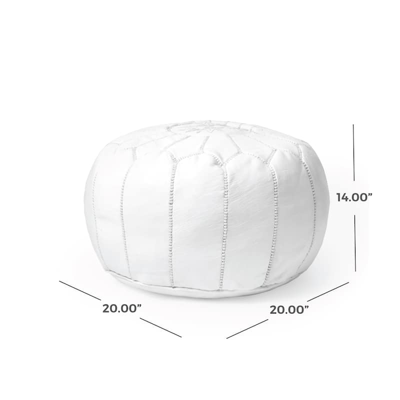 Nuloom Handmade Moroccan Leather Filled Ottoman Pouf
