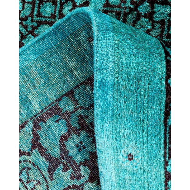 Overton Hand Knotted Wool Vintage Inspired Modern Contemporary Overdyed Blue Area Rug - 6' 0" x 9' 5"