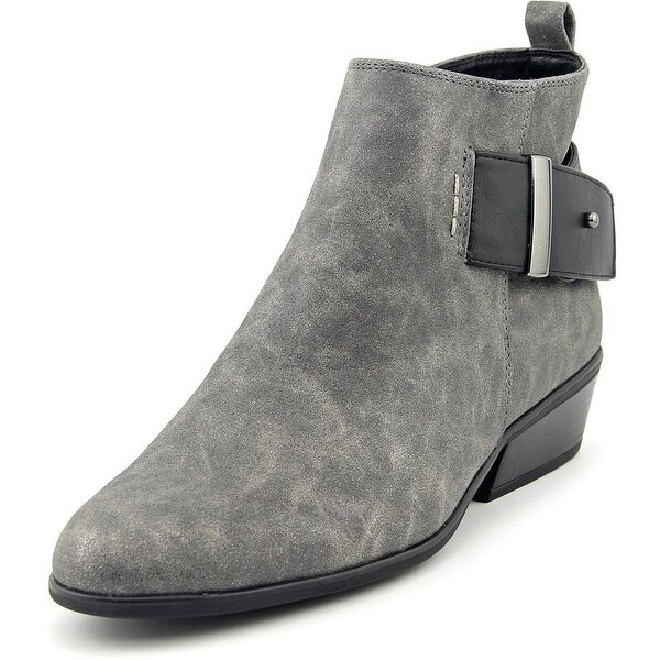 white round toe ankle boots