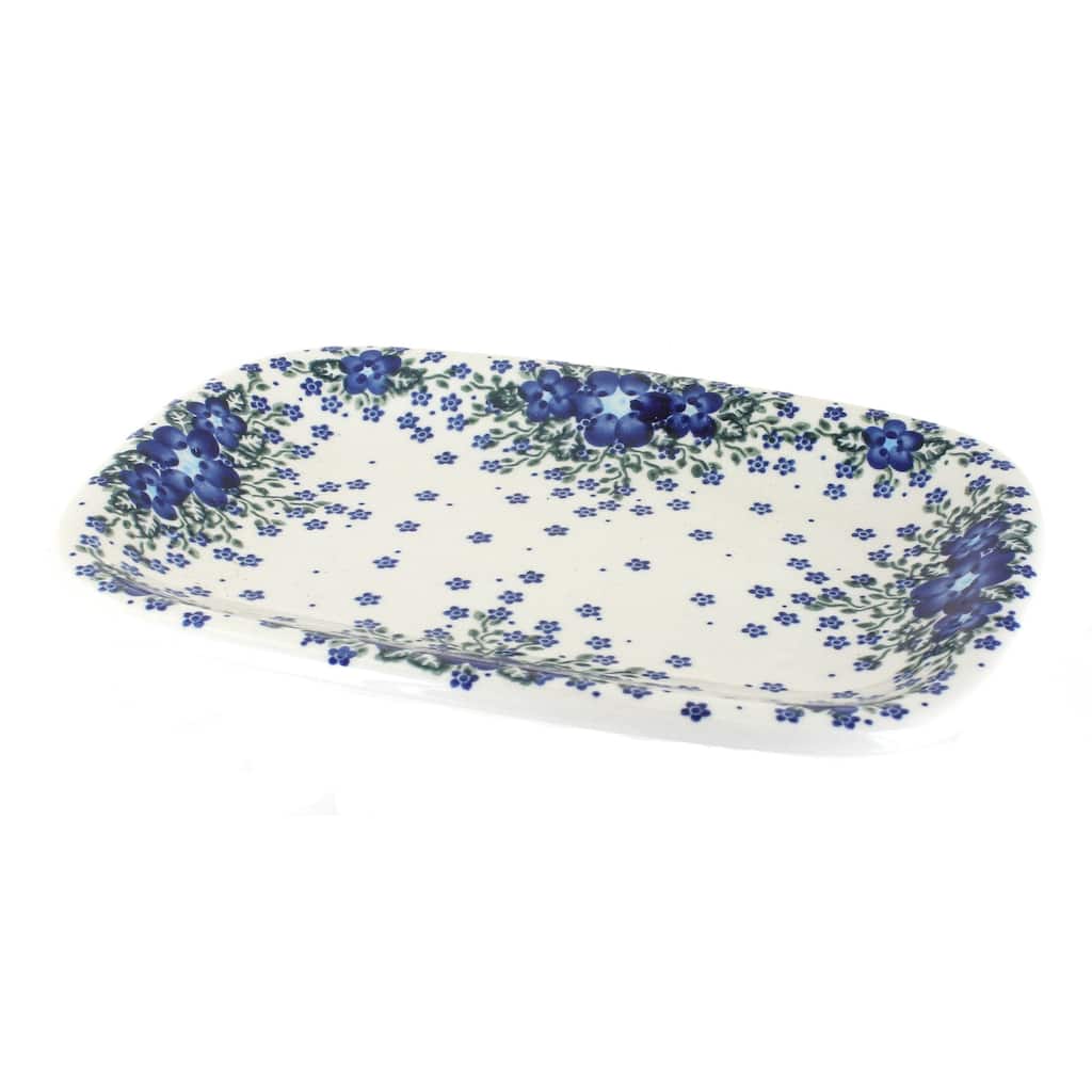 Blue Rose Polish Pottery 120 Vena Medium Rectangular Serving Platter