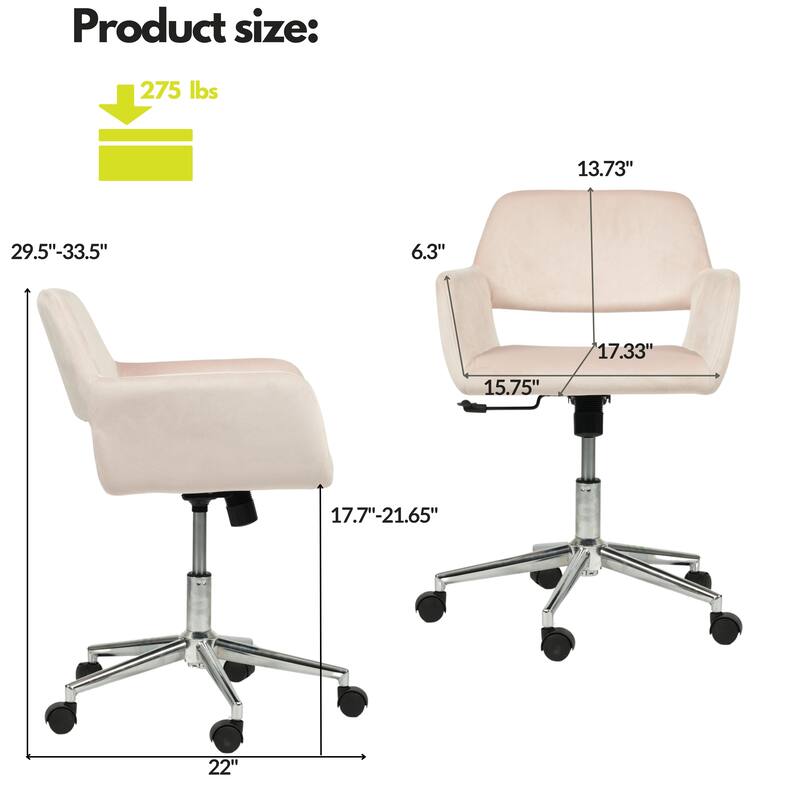 HomyLin Swivel Mid Back Upholstery Desk Chair with Rolling Casters