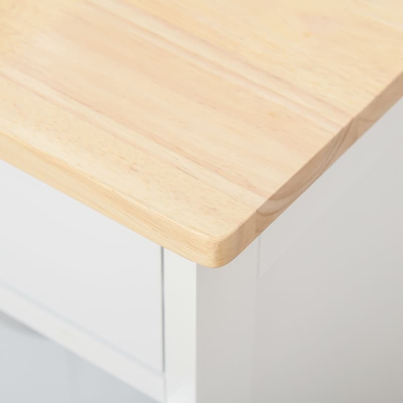 Kitchen Island with Butcher Block Top, Kitchen Storage Cabinet with Built-In Wine Rack, Rolling Bar Cart with Drawer
