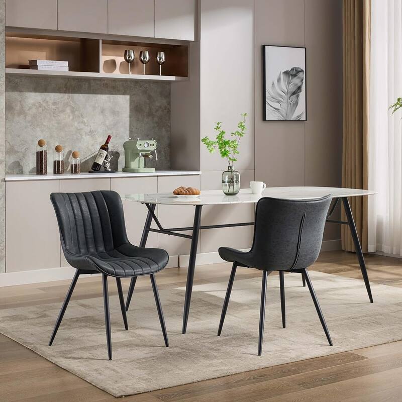 Upholstered Dining Chairs Set of 2, Mid Century Modern Armless Kitchen Chair