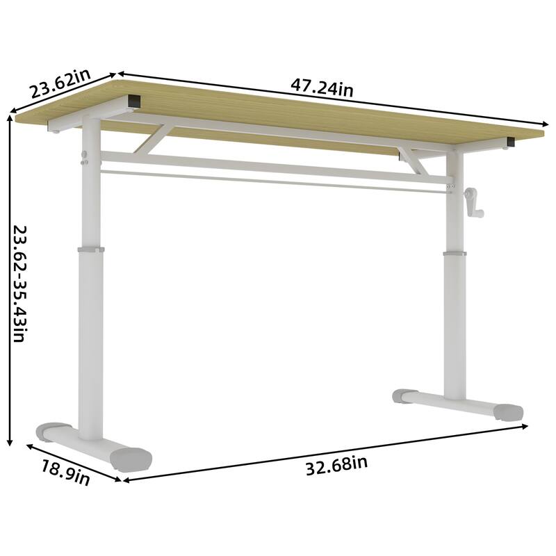 GDFStudio - 47"W Manual Height Adjustable Ergonomic Computer Desk