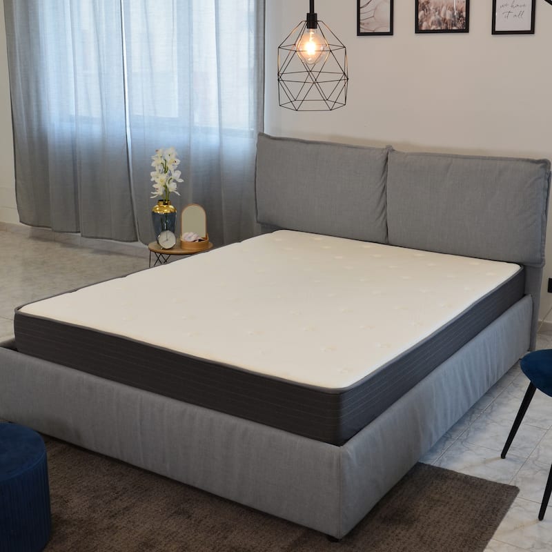 8 in. Queen Size Pocket Spring Hybrid Mattress Bed in a Box, Soft Euro Top Gel Memory Foam Mattress, White/Gray