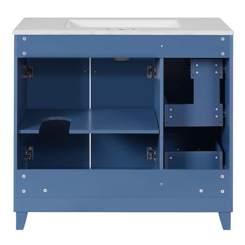 Roomfitters 36" Bathroom Vanity with Ceramic Sink, Soft Close Doors, Adjustable Shelves, Standard & Double Drawers