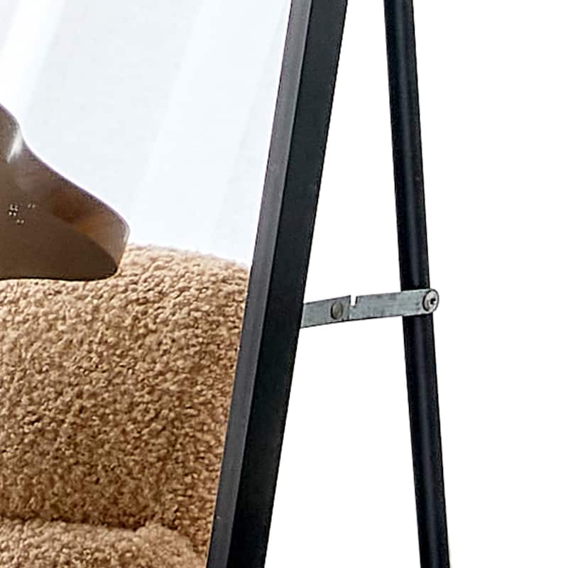 Roomfitters Wall-Mounted Full Body Mirror with Black Aluminum Frame, 63"x20" Floor Standing Vanity Mirror, Black