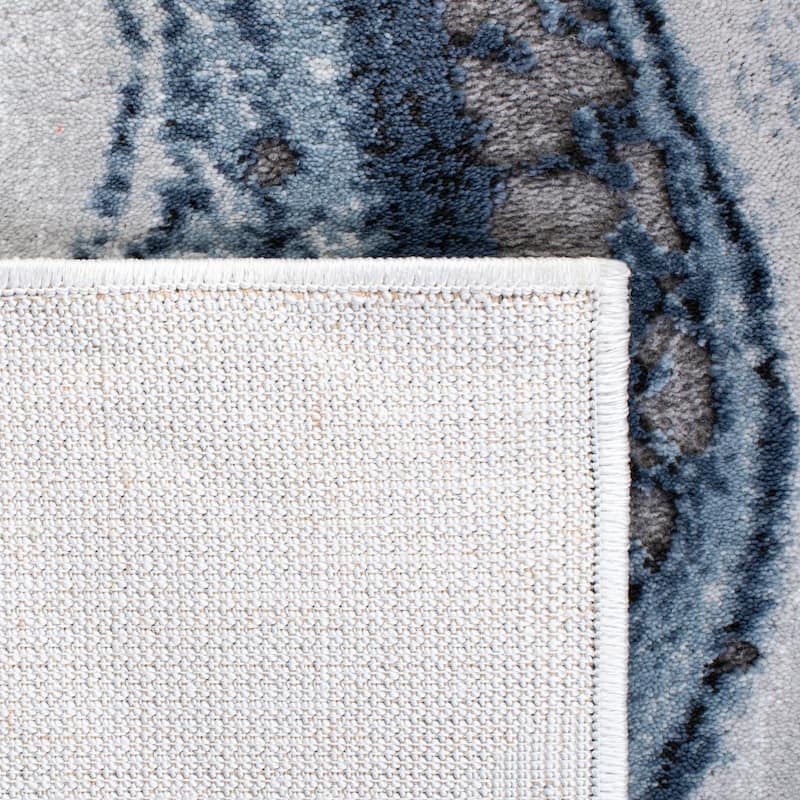 SAFAVIEH Craft Clytie Modern Abstract Marble Pattern Rug - 5'3" x 5'3" Square - Blue/Grey