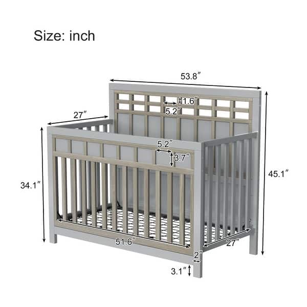 dimension image slide 2 of 6, Certified Baby Safe Crib, Pine Solid Wood, Non-Toxic Finish, JPMA Certified
