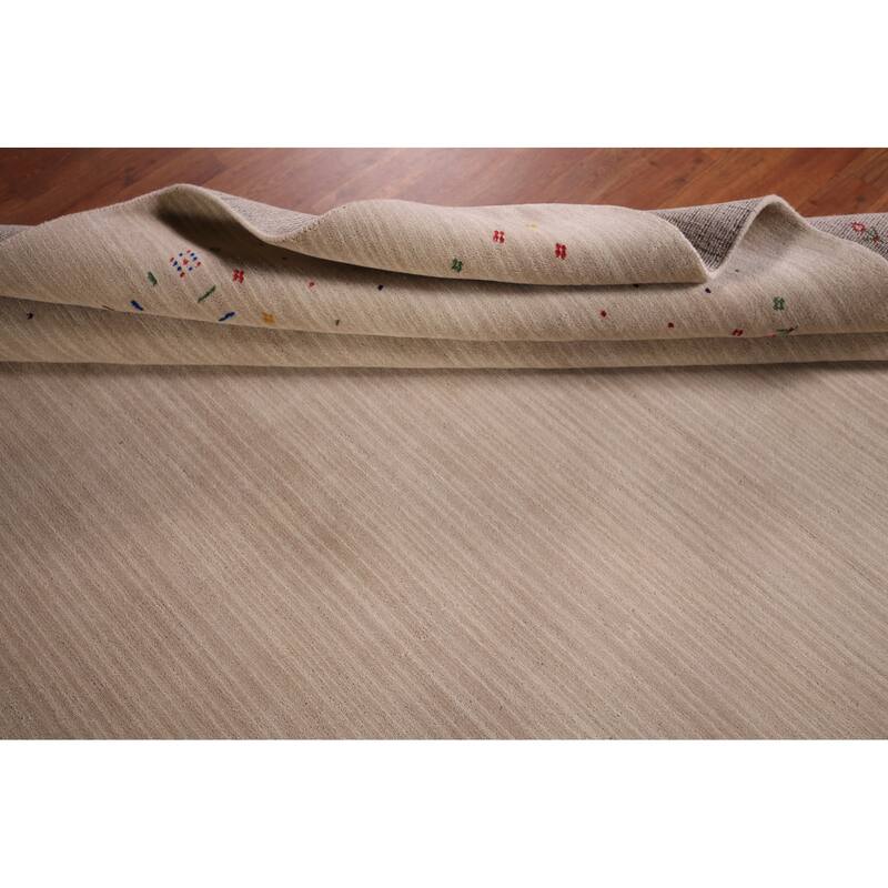 Gabbeh Oriental Square Area Rug Hand-Knotted Wool Carpet - 7'11" x 7'10"