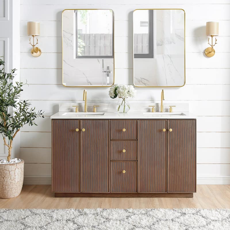 Oza Bath Vanity with Quartz Stone Top and Mirror