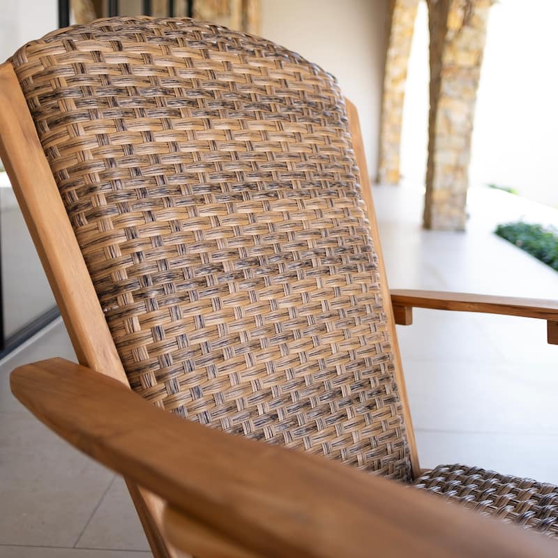 Cambridge Casual Camden Teak Outdoor Adirondack Chair with Padded Woven Seat and FREE Patio Cover