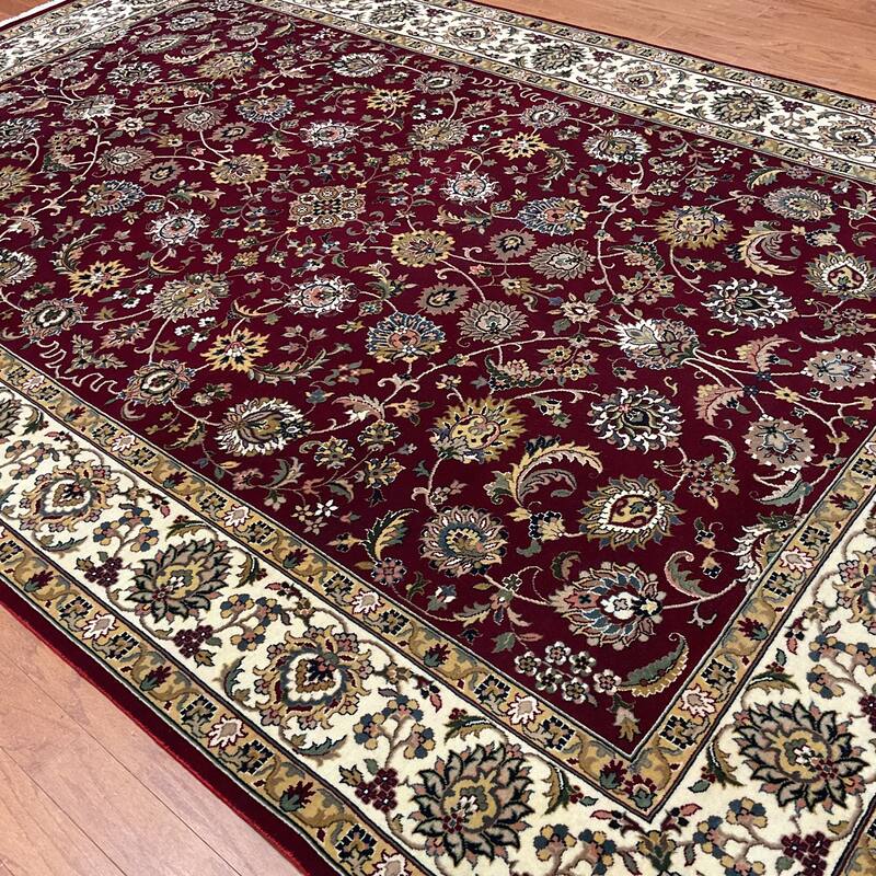 HERAT ORIENTAL Hand-knotted Indo 6'2 x 9' Isfahan Wool Rug - 6'2" x 9'