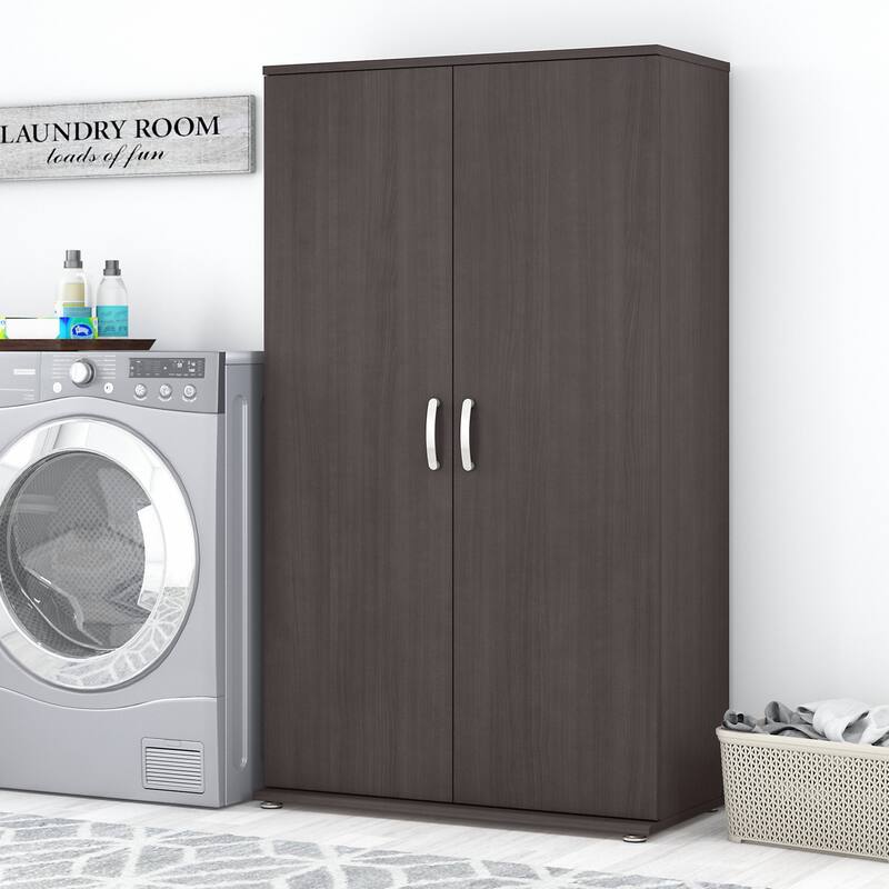 Universal Tall Linen Cabinet with Doors by Bush Business Furniture - Storm Gray