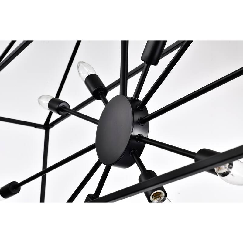 Lysandra 48 Inch Modern Clean Look Style Silver Satin and Matte Black Finish Ceiling Lighted Chandelier 10-Light