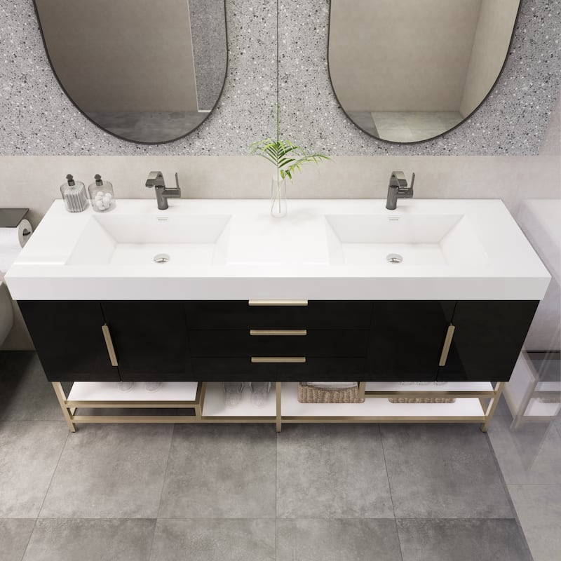 Noble 72" Free Standing Vanity with Reinforced Acrylic Double Sink - 72" Width