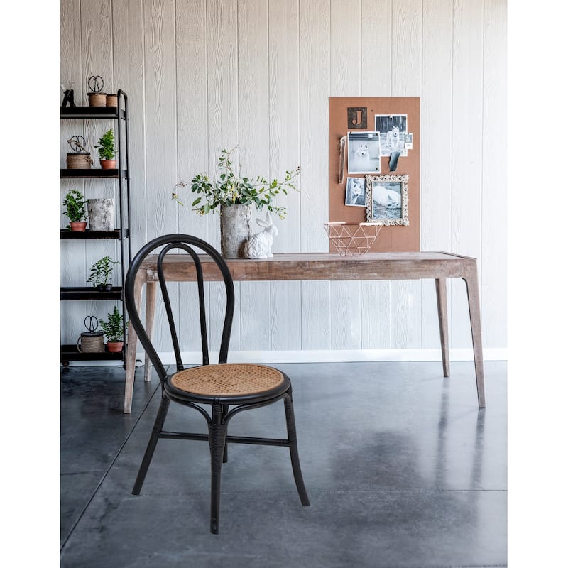 Modern Simple Rattan Woven 2 Piece Kitchen Dining Chair with High Back for Dining Room Living Room Kitchen Bedroom