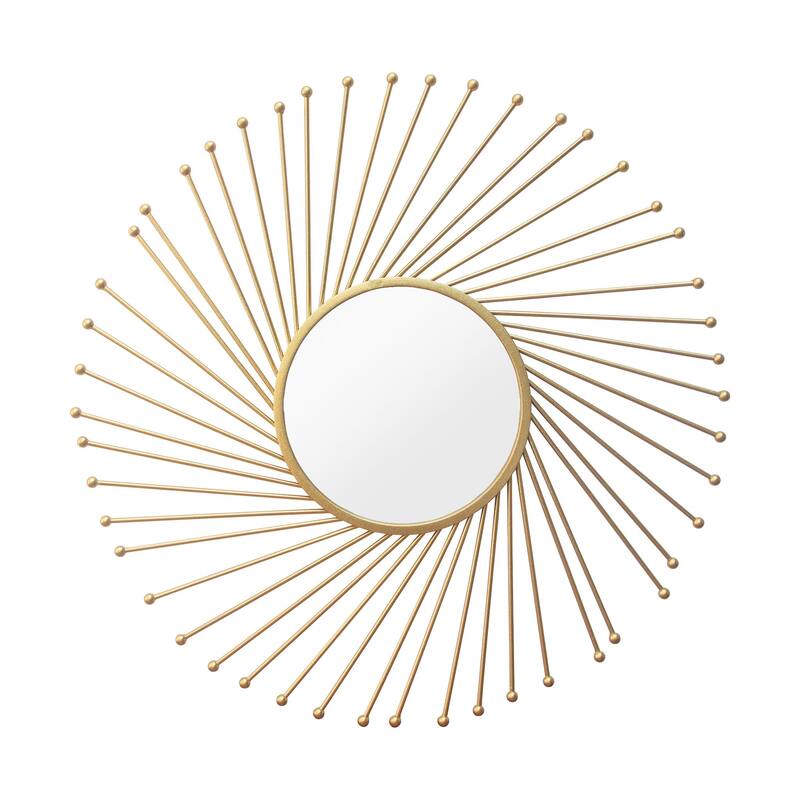 31.5 Inch Sunburst Metal Gold Round Mirror