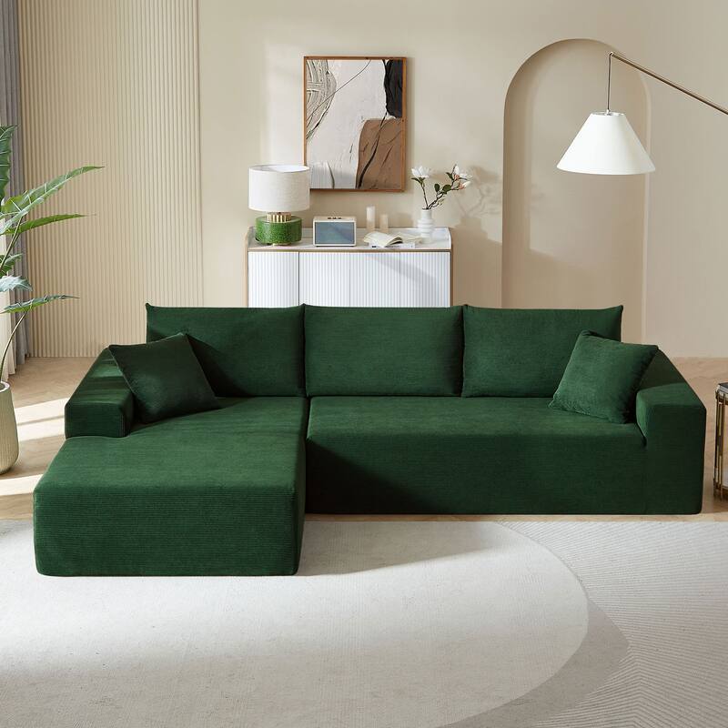 Green 108.5" Modular L-Shaped 3-Seater Sofa with Reversible Chaise