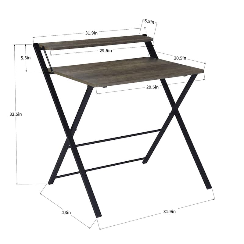 HomyLin 32" Folding Desk for Study Writing Office, No Assembly Needed