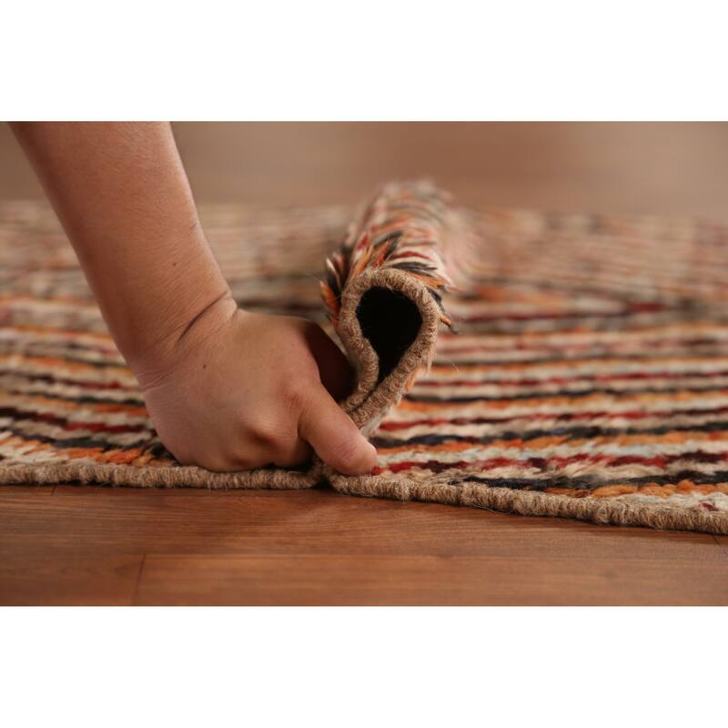 Geometric Moroccan Runner Rug Handmade Oriental Wool Carpet - 2'10" x 9'5"