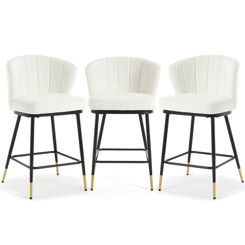 26" Boucle Fabric Counter Height Bar Stools, Set of 2/3/4 - 35.83"H x 22"W x 20.28"D