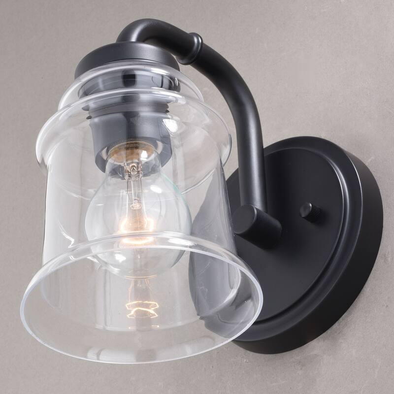 Toledo Black Industrial Farmhouse Clear Glass Vanity Fixture