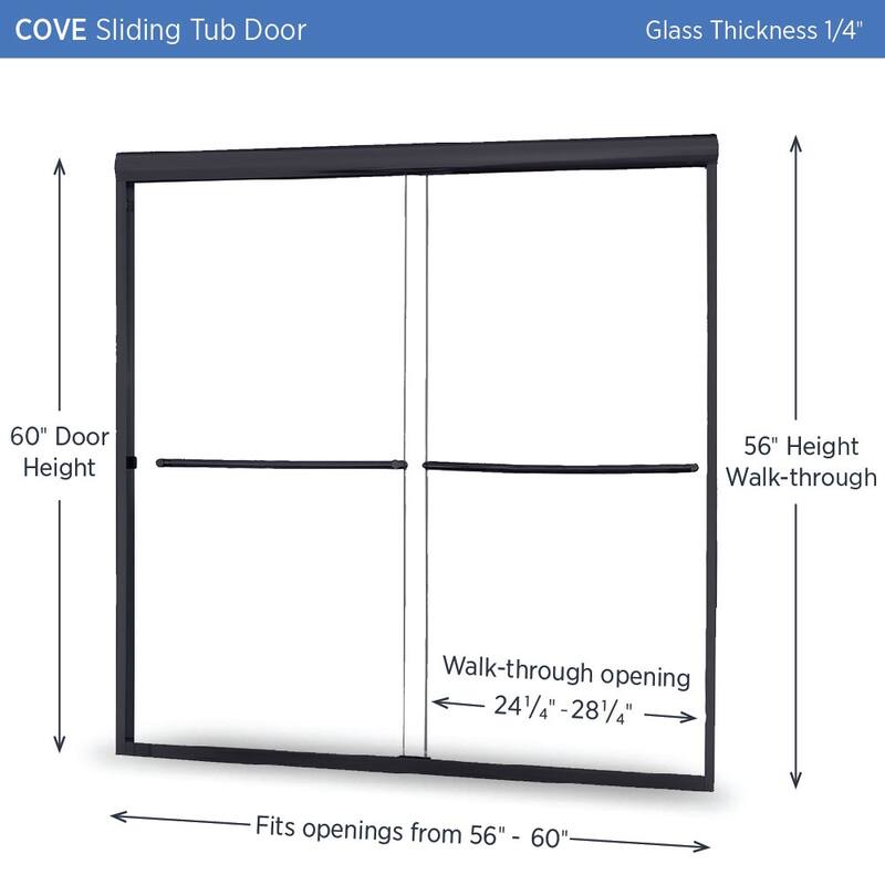 Miseno Azul 60" High x 56-60" Wide Sliding Framed Shower Door with