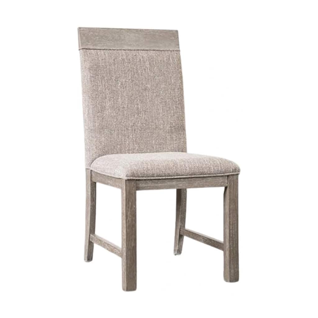 Gris Side Dining Chair, Gray Solid Wood, Fabric Padded Seat