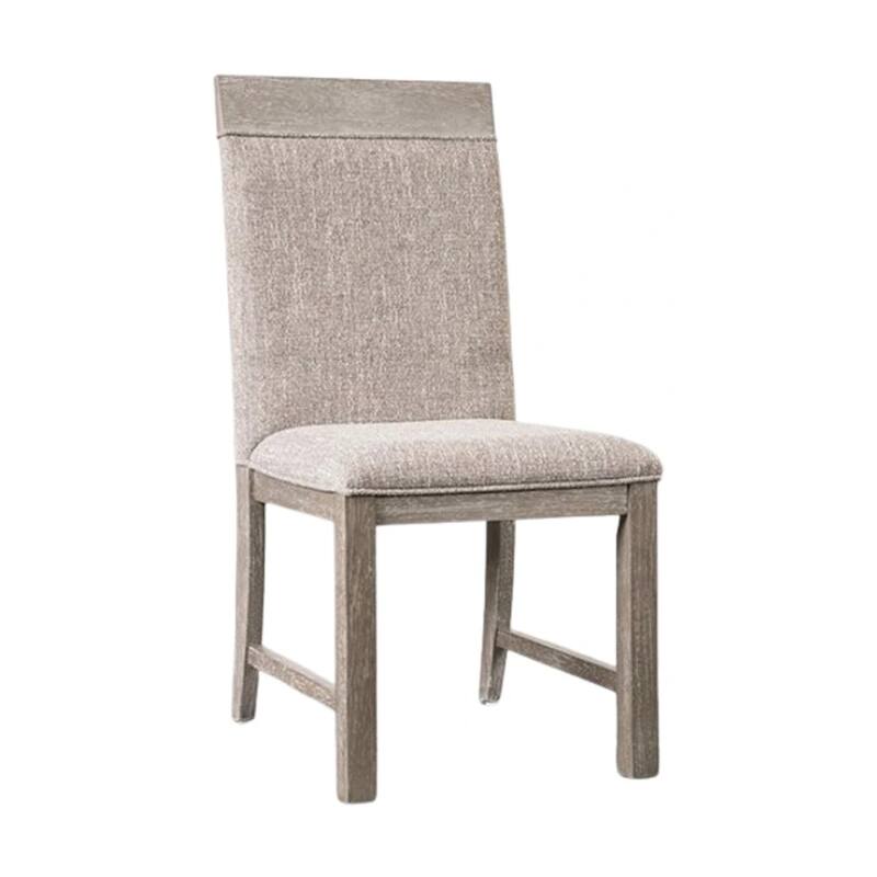 Gris Side Dining Chair, Gray Solid Wood, Fabric Padded Seat