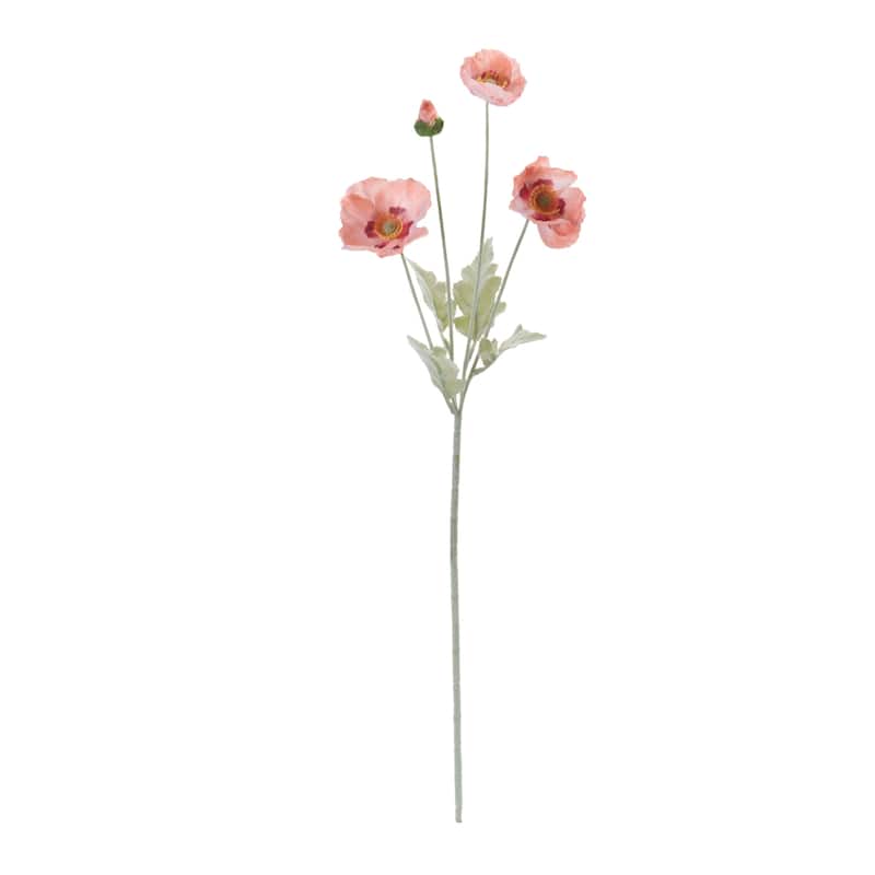 Poppy Floral Artificial Sprays - 25" - Pink - Set of 6