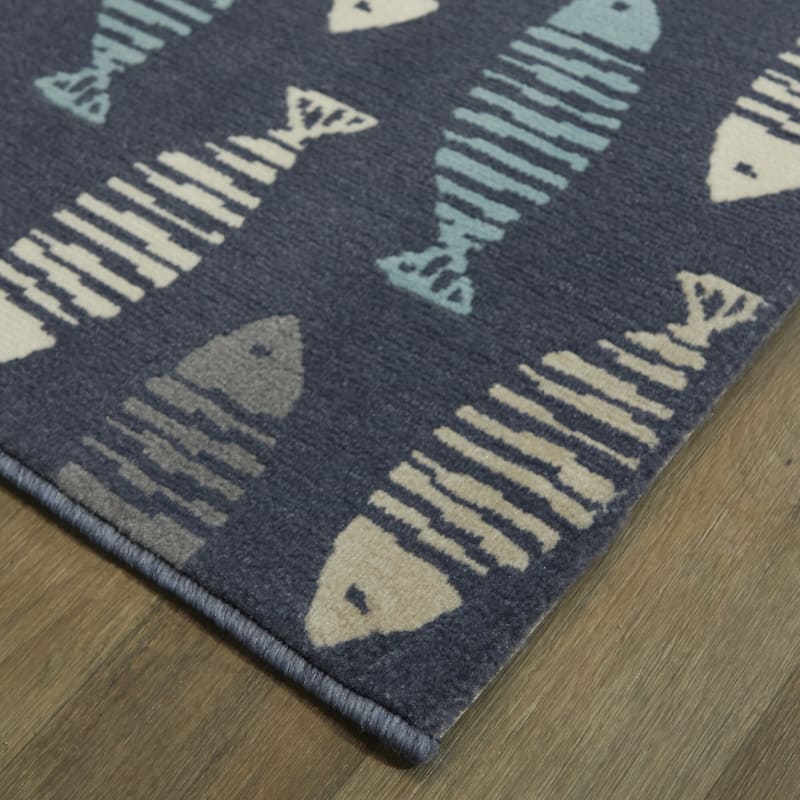 Friendly Fish Geometric Coastal Area Rug