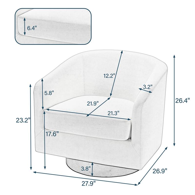 Modern Upholstered Barrel Chair Swivel Accent Chair for Living Room