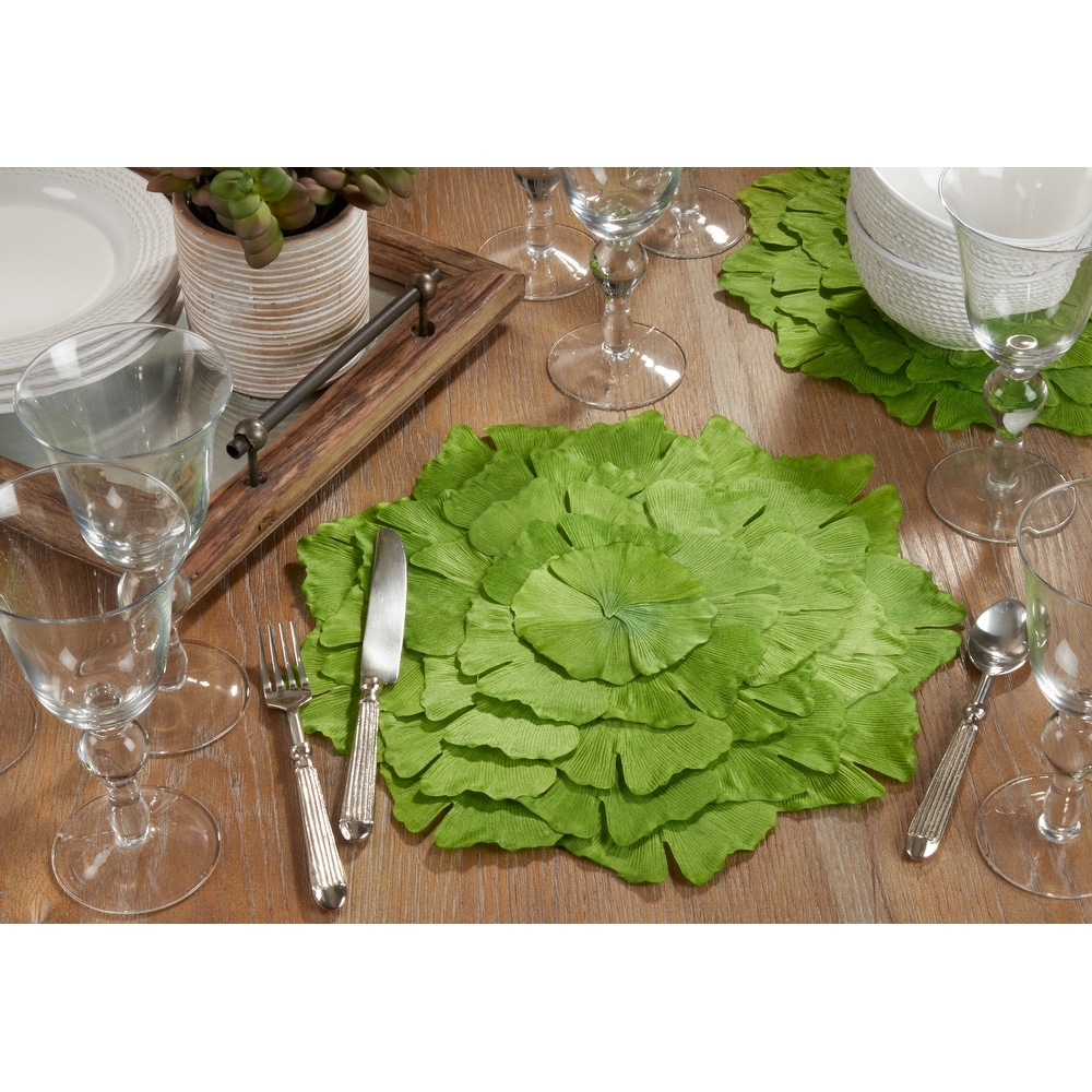 Green Leaf Placemats Heat Resistant Place Mats Non-Slip Dining Table Mats  #10