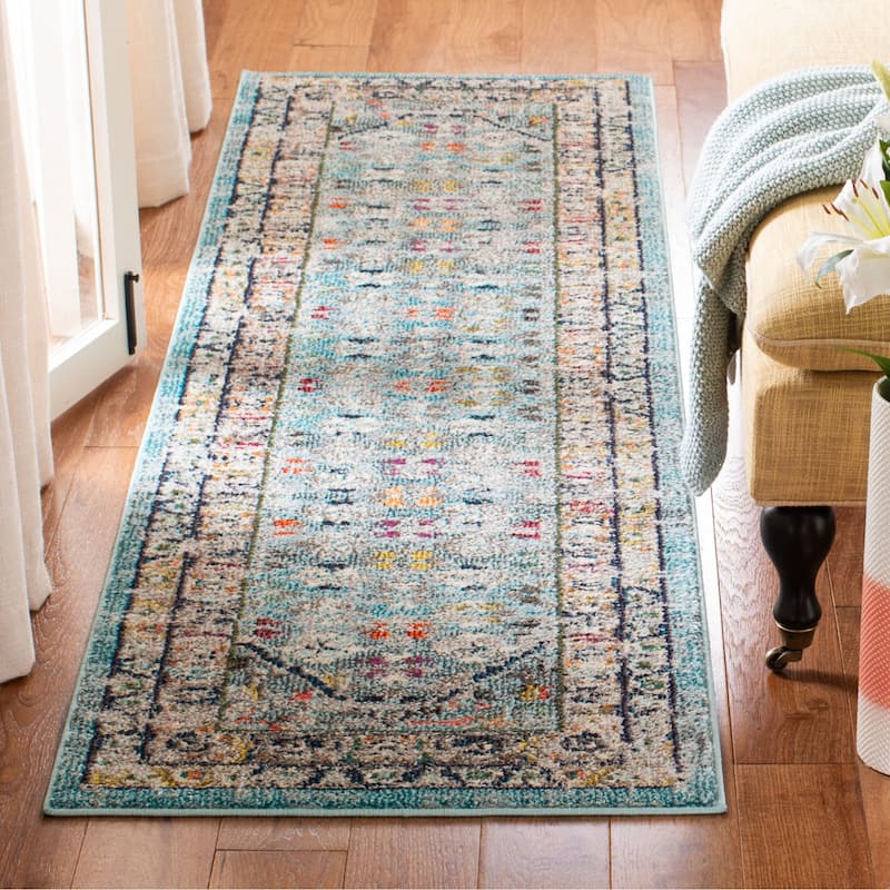 SAFAVIEH Monaco Doretha Boho Rug - 2'2" x 8' Runner - Blue/Light Grey