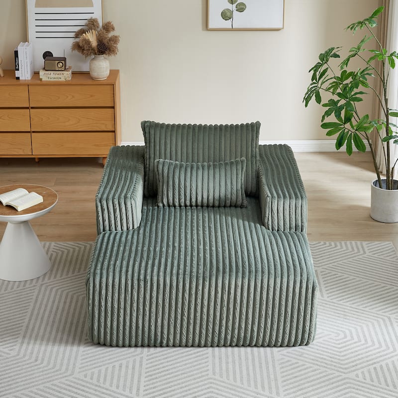 Fluffy 62.5-Inch Corduroy Lounge Chair, Modern Sleeper Sofa for Living Room or Bedroom - Ready to Use, No Assembly