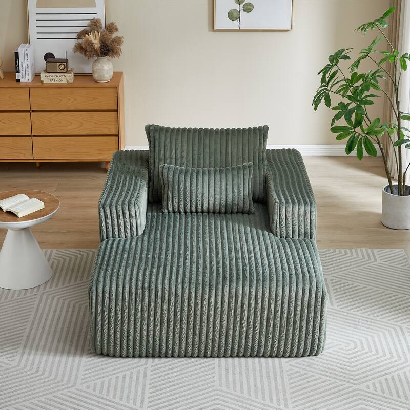 Oversized Corduroy Lounge Chair with Pillow Support - Sofa, Sleeper Couch, Chaise, Ottoman Bench