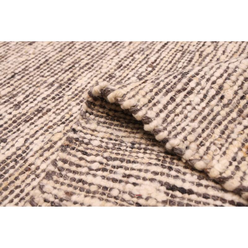 ECARPETGALLERY Braid weave Sienna Grey Wool Kilim - 9'0 x 11'10
