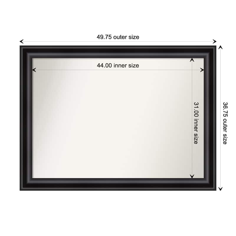 Grand Black Framed Non-Beveled Custom Wall Mirror, Bathroom Vanity Mirror - Outer Size: 49.75 x 36.75