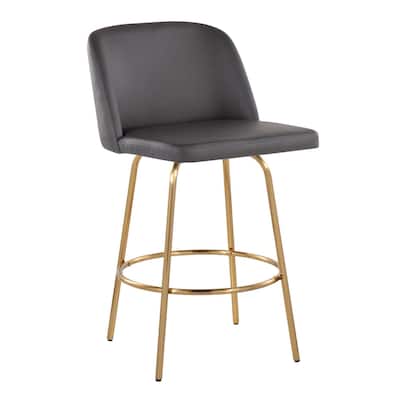 Silver Orchid Vallberga 26" Counter Stool with Gold Metal Base (Set of 2)