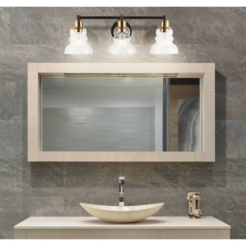 Modernist Vintage Metal/Glass Industrial Rustic LED Vanity, by JONATHAN Y
