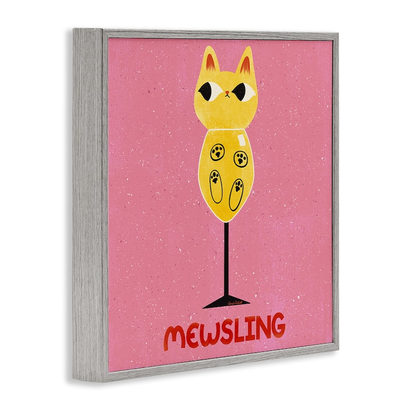Stupell Mewsling Cat Wine Framed Giclee Art Design By Carrie Cantwell